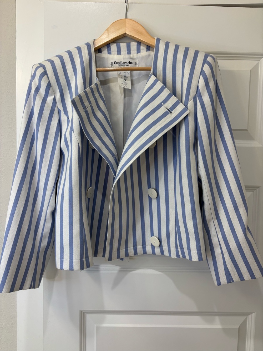 Guy Laroche Paris vintage striped double breasted jacket size 10